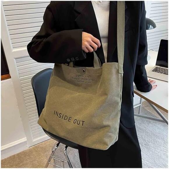 Women Large Canvas Tote Handbags Casual Shoulder Work Bag Crossbody Top - Picture 5 of 8